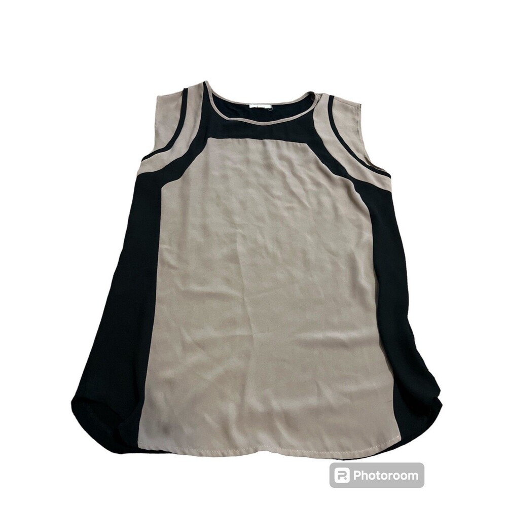 Pleione Anthropologie Sleeveless Top Black And Taupe Size Small